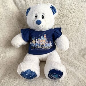 Build a Bear Disneyland Diamond Celebration 60th White Blue Teddy Plush Shirt